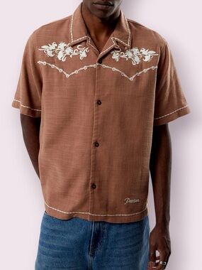 PacSun Western Embroidered Resort Camp Button Down Shirt Oversized Large